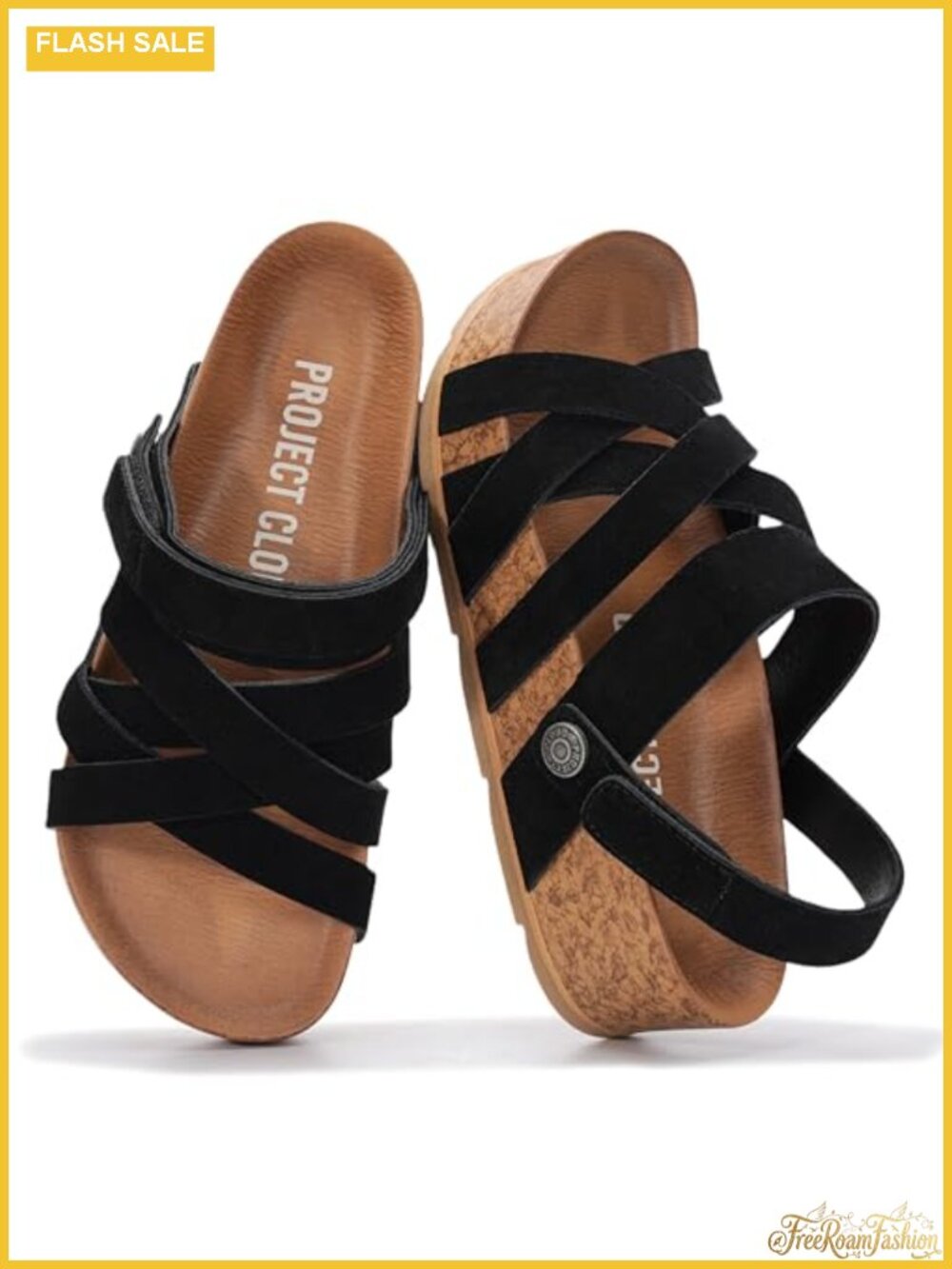 Genuine Leather Platform Sandals Adjustable Strappy Dressy Casual